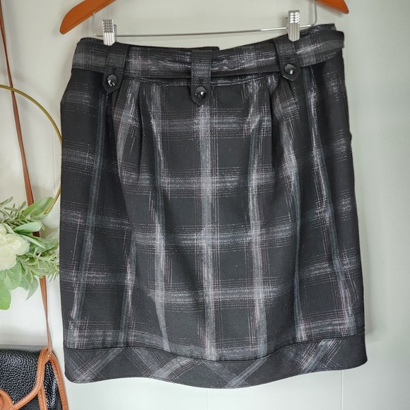 Worthington Black/Gray Plaid Skirt with Pockets Size 12 - Picture 6 of 6